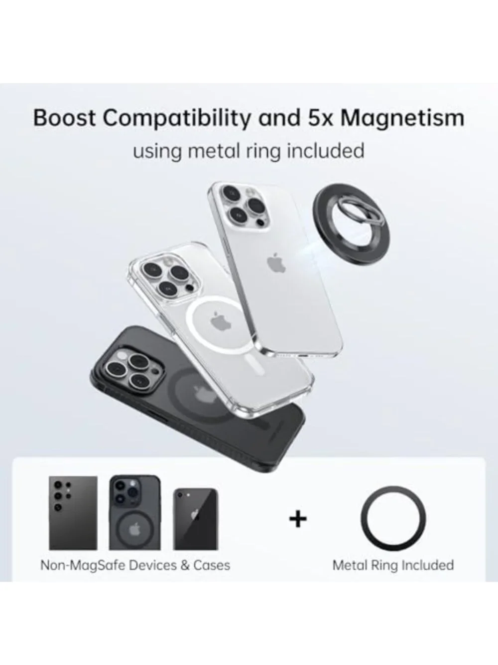 Magnetic Phone Grip Ring Holder for MagSafe Compatible Devices - Secure